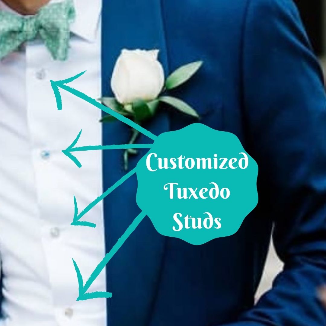 Tuxedo Studs and Cufflinks Sets Custom Handmade For Weddings or Any Occassion.
