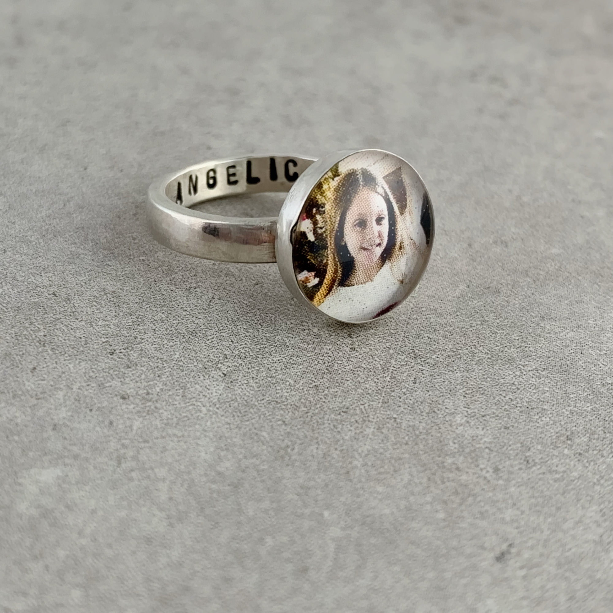 Personalized Mothers Childrens Photo Name Ring