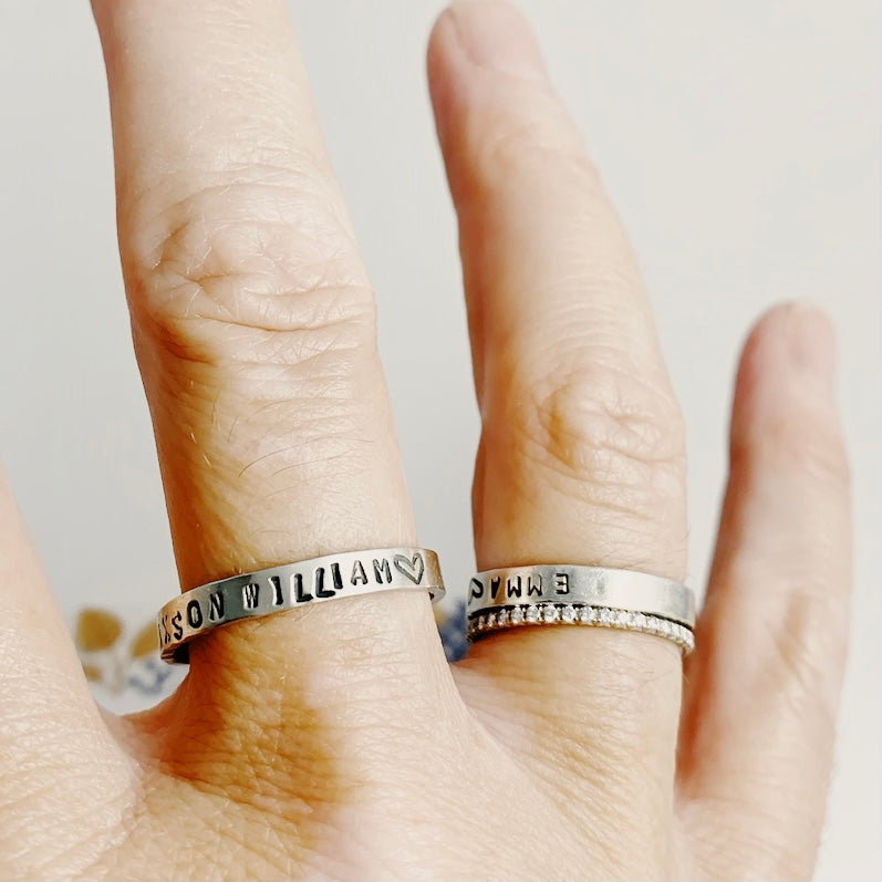 Grandchildren Custom Name Ring in Sterling Silver