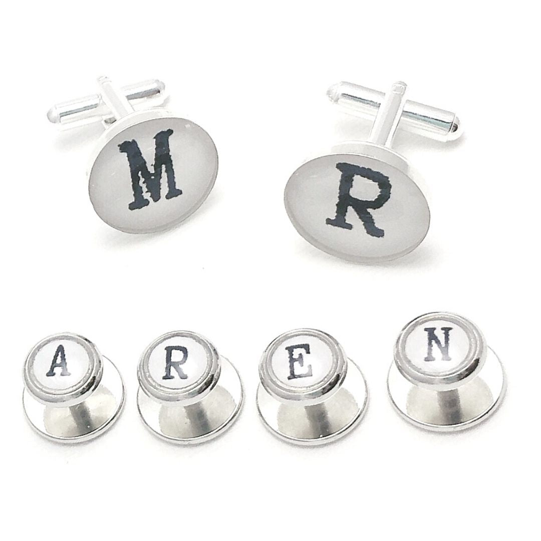 Tuxedo Cufflinks and Studs Set With Your custom or Personalized Logo, Monogram or Family Crest