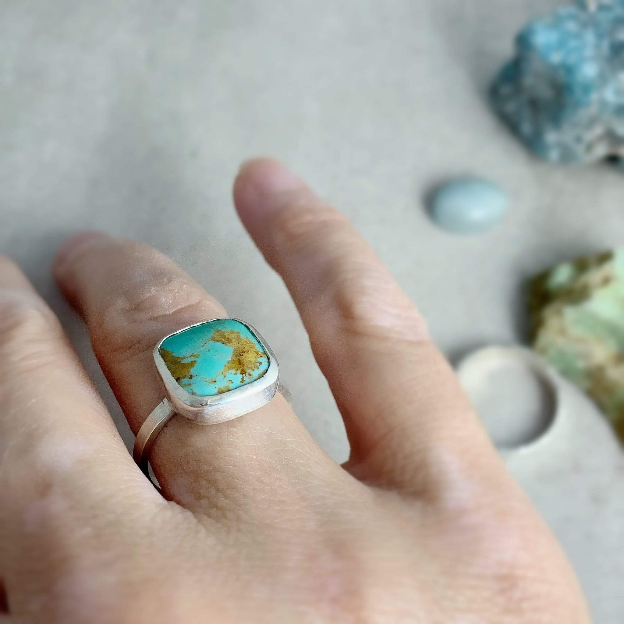 DLK Designs World Peace Kingman Turquoise Handmade Ring