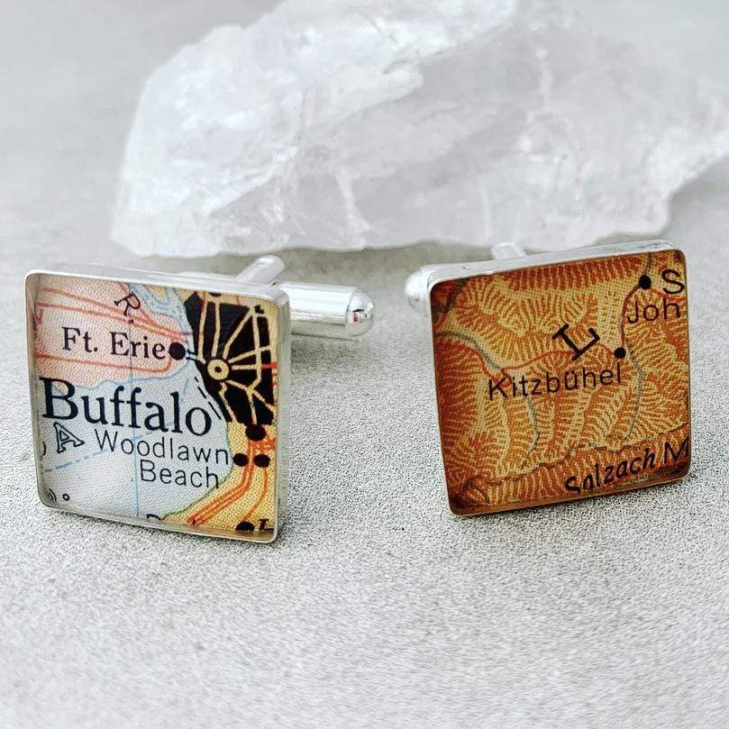 dlkdesigns Cufflinks Map Cufflinks | Square Cufflinks